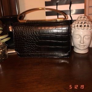 Faux Black Croc Purse